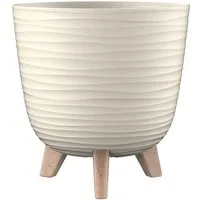 Engelland Blumentopf Pflanztopf mit Füßen (Vorteils-Set, 1 St., robuster PP-Kunststoff), Wellenoptik, rund, UV-resistent, Drainagesystem, direkte Bepflanzung