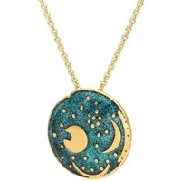trendor Kette mit Anhänger 21454, Damenkette mit Himmelsscheibe von Nebra Silber grün/gold ⌀ 20 mm