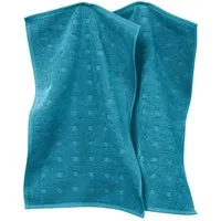 Möve Gästehandtuch Gästetuch "Quadretti" 2er-Pack, Frottier, Walk-Frottier Uni/Hoch- Tiefstruktur