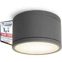 SSC-LUXon LED Außen-Deckenleuchte CELI-WX Aufbauspot flach IP44 Bad & Aussen anthrazit mit LED GX53 5W, Warmweiß bis Tageslicht