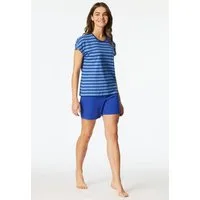 Schiesser Shorty Casual Essentials (2 tlg) mit unifarbenem Shirt und gestreifter Hose