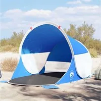 furnicato Strandmuschel Strandzelt Pop-Up 205 x 125 x 90 cm Azurblau, Sonnenschutz-Zelt mit Sandsäcken, Heringen und inkl. Tragetasche