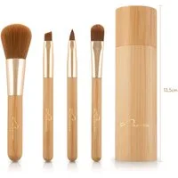 Luvia Cosmetics Kosmetikpinsel-Set TRAVEL BAMBOO, 4 tlg., 4 Pinsel aus Nurai-Haar, vegan, in Reisegröße, mit Pinselhalter.