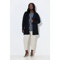 Ulla Popken Strickjacke Plissee-Strickjacke A-Linie Schalkragen Langarm