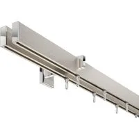 DécoProfi Innenlaufschiene Gardinenstange eckig SHORT 2-läufig, Wandträger, verschraubt, Aluminium / Zinkguss, Set komplett