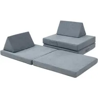 en.casa Kindersofa, 5 Teile, Spielsofa »Norhulta« Cord Grau