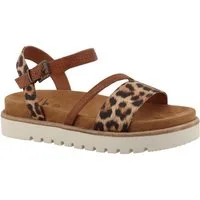 Mustang Shoes Malina Sandale Plateausandalette, Sommerschuh, Urlaubsschuh in Leo-Optik