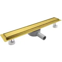 SaniteModar Duschrinne Gold, mit 360° Siphon, Haarsieb und 2-in-1 Wendedesign, 1-St., befliesbar, extra flacher Edelstahl-Bodenablauf 60cm
