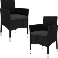 Yaheetech Gartenstuhl 2er-Set Balkonstuhl aus PE-Rattan mit Gepolsterten Kissen, Wetterfester Handgewebter Terrassenstuhl bis 136 kg Belastbar