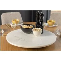 riess-ambiente Dekoteller SERVANT Ø50cm weiß - Marmor, rund, Lazy Susan (Einzelartikel, 1 St), 360° drehbar zum stilvollen Servieren – ideal für Esszimmer & Küche