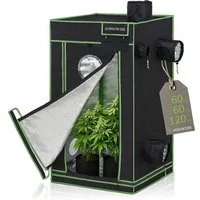 HIGHWERK Gewächshaus Growzelt 60 x 60 x 120 cm, Indoor Grow tent, schwarz grün