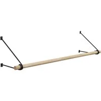 SO-TECH® Wandgarderobe 260 x 250 mm mit Ø 30 mm Kleiderstange aus Holz (Spar-Set, 1 St), Schwarz lackiert mit 50 cm Garderobenstange aus Eiche