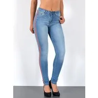 ESRA Skinny-fit-Jeans Damen High Waist Skinny Jeans mit Streifen bis Große Größe J330 Skinny Jeans Damen High Waist mit Seitenstreifen Galonstreifen Hose