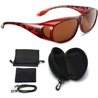 FALINGO Sonnenbrille Überzieh Sonnenbrille Überziehbrille CLASSIC EDITION polarisiert UV400 Extrablenden an Ober- und Unterseite schützen vor Sonne und Wind