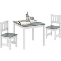 AIYAPLAY Kindersitzgruppe Kindertisch mit 2 Stühlen, (Sitzgruppe für Kinder, 3-tlg., Kindertisch mit 2 Stühlen), für Kinderzimmer, Kindergärten, 56 x 52 x 48 cm Grau