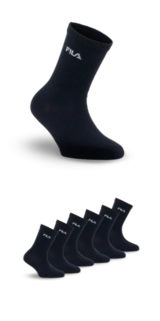 Fila Socken 6 Paar tlg. breites Rippenbündchen, Cotton-Mix, Unisex