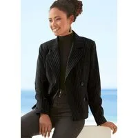 LASCANA Kurzblazer mit zweireihiger Knopfleiste und Taschen kurzer Damenblazer, eleganter Nadelstreifenblazer, Businessmode