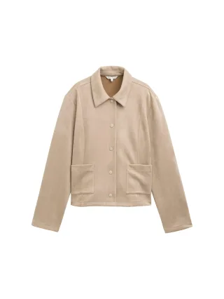 Tom Tailor - Regular Fit Jacke in Wildleder-Optik soft taupe grey - Gr. - M