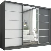 A&J MöbelLand GmbH Schiebetürenschrank AURELIA 1 mit 3 Schubladen und Spiegel (TOP ANGEBOT! Geräumiger Schrank mit einer Breite von 200 cm und Spiegel, ideal zur Aufbewahrung von Kleidung und Accessoires. 3 Schubladen und viel Stauraum. TOP PRODUKT! 