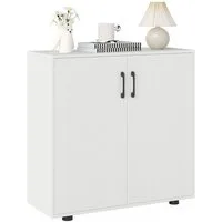 COSTWAY Kommode, Beistellschrank mit Türen & verstellbarem Regal Weiß