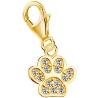 Goldene Hufeisen Charm-Einhänger Charm Anhänger Pfote mit Zirkonia 925 Silber Gold Vergoldet (inkl. Etui), 925 Sterling Silber vergoldet mit Zirkonia Goldschmuck für Armband