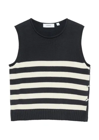 comma - Strickpullunder blau/creme - Gr. - 38