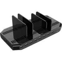 120W 10 Port USB-Ladestation, 8x USB-A + 2x USB-C schwarz/grau, QC 3.0, Samsung AFC, gleichzeitiges Laden von 10 Tablets / Smartphones