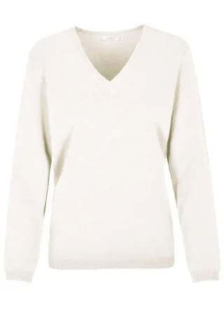 CLARINA - NOS Pullover, V-Ausschnitt 102 offwhite - Gr. - 36