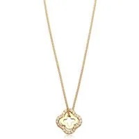 Elli Kette mit Anhänger Kleeblatt Zirkonia Weiß 925 Sterling Silber