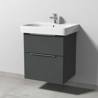 Sanipa 3way Waschtischunterbau zu Geberit Smyle Square Waschtisch mit 2 Auszügen, Anthrazit-Matt UM67022
