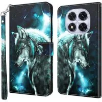 CLM-Tech Handytasche für Xiaomi Redmi Note 14 PRO 5G Hülle aus PU-Leder Klapphülle (Wolf blau schwarz, Handyhülle mit Standfunktion - Wallet Flip Case inklusive Kartenfächer), Cover mit Magnetverschluss für Xiaomi Redmi Note 14 Pro 5G / 4G