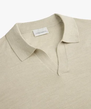 Profuomo - Beiges Merino Offener Kragen Polo Beige - Gr. - XXL