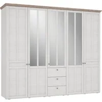 FORTE Kleiderschrank Iloppa, Schlafzimmerschrank im Landhausstil Maße: B/H/T ca. 254,4x216,6x62,1 cm, Schrank mit Spiegel
