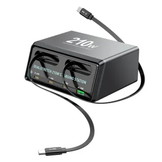 [GaN Tech] Bakeey WLX-60E 210W 6-Port USB PD Charger USB-A+3USB-C+2USB-C Stretching Cable Support PD Fast Charging Deskt