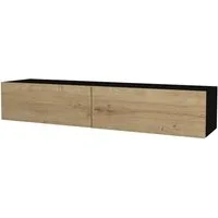 en.casa TV-Schrank »Toivakka« Fernsehschrank 135x31x25cm Schwarz/Eiche-Optik