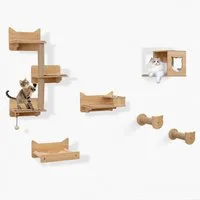 COSTWAY Kratzbaum, 6 tlg. Kletterwand, Katzenbaum, Katzenhaus, Hängematte