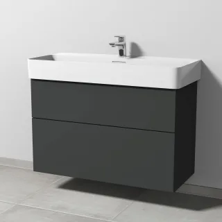 Sanipa 3way Waschtischunterbau zu Laufen VAL Waschtisch mit 2 Auszügen, Graphit-Matt SP8241B