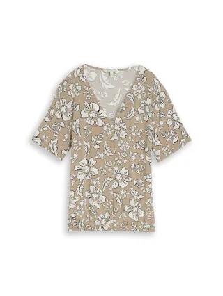 Tom Tailor - Bluse aus Viskose olive big flower design - Gr. - 46