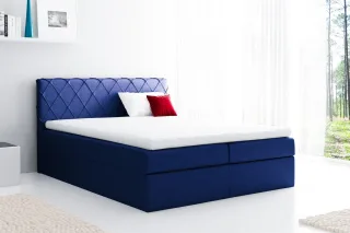 Boxspringbett Schlafzimmerbett GRETA 200x200cm Stoff Blau