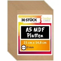 Creative Deco Bastelnaturmaterial A5 MDF Platten 148 x 210 x 3 mm Dünne Holzplatten, (30-tlg)
