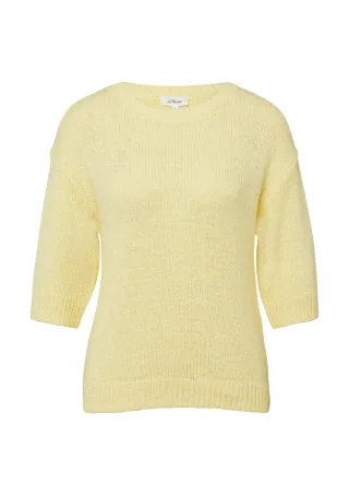 s.Oliver Red Label - Strickpullover mit 3/4-Arm und Rundhalsausschnitt gelb - Gr. - 44