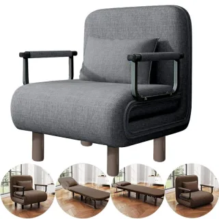 Xmund 3-in-1 Convertible Chair Bed Folding Sleeper Chair With Metal Armrests Adjustable Reclining Lounge Chair Space-Sav