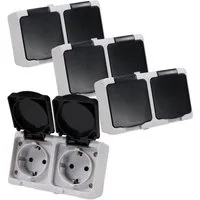 REV Ritter GmbH Aufputz-Steckdose 4er Set REV AquaMini Feuchtraum 2-fach Steckdose Doppelsteckdose, 4-St.