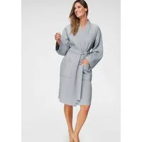 OTTO home Unisex-Bademantel Nora, ideal für Sauna & Spa, Hotelbademantel, Morgenmantel, Kurzform, Waffelpiqué, Kimono-Kragen, Gürtel, Damen & Herren, Kimono-Kragen, Waffelpiqué, Baumwolle, Reisebademantel