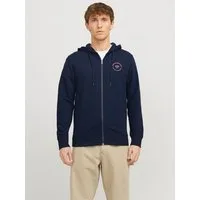 Jack & Jones Kapuzensweatjacke JJSIMON Hoodie mit Reißverschluss und hohem Baumwollanteil bedruckt, modisch, regular fit, Baumwollmischung, Kapuze