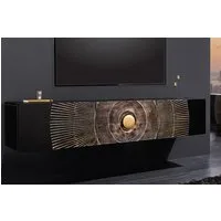 riess-ambiente Lowboard GOLDEN SUNSET 160cm schwarz / gold (Einzelartikel, 1 St), Massivholz · 3D Front · hängend · handmade · TV-Schrank · Design