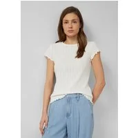 s.Oliver Kurzarmshirt T-Shirt Pointelle-Shirt im Slim Fit mit Wellenkante