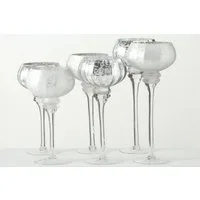 BOLTZE GRUPPE GmbH Windlicht Windlicht Manou Glas lackiert silber matt/glänzend H 38-47 cm 3-teilig