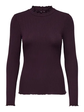 JDY - JDYFRANSISKA L/S HI-NCK TOP JR NOOS Winetasting - Gr. - S