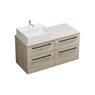 Burgbad Keramik Waschtisch-Set Eqio Eiche Dekor Flanelle/Alpinweiss, SGUS120LF2632C0001 SGUS120LF2632C0001